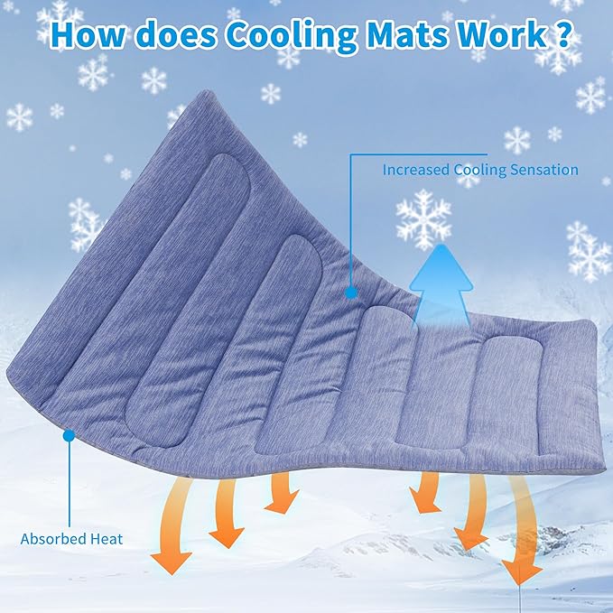 Cooling Mat for Large Dogs - Double-Sided Waterproof & Cool, Portable Dog Cooling Mat for Summer.(XL (44''x32'')