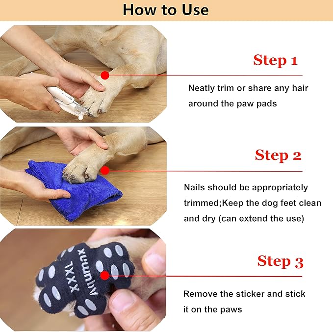 Dog Paw Protector Anti-Slip Pads,Toe Grips for Senior Dogs,Paw Grips Traction Pads for Slippery Hardwood Floors,Essentials for Senior Dogs,12 Sets (48 pcs) XXXL Multicolor