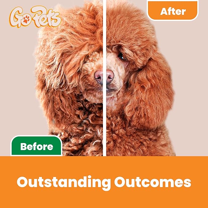 GoPets Double Row Dematting Rake, Undercoat Grooming Tool for Thick and Long Coat Pets, Ideal for Sensitive Skin, Reduces Breakage, Supports Daily Shedding Control, Detangler for Dogs and Cats