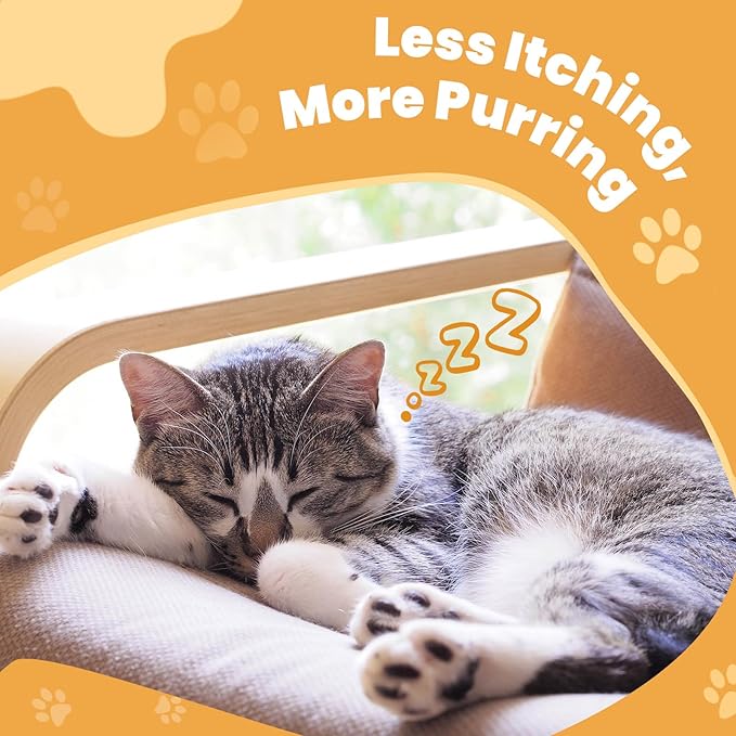 Cat Allergy Relief for Cats, Crunchy & Creamy Chews for Immune & Skin Coat Support – Seasonal Allergies, Itching Relief, Omega 3 & Probiotic Natural Supplement for Cats, Chicken Flavor – 500 Chews