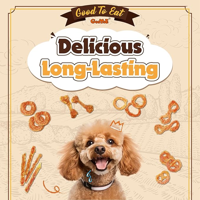 Gootoe Turkey Tendon Dog Treats, Stick (M) 3.17 oz, USA-Sourced Turkey Tendon, Natural Snack, Premium Puppy Chews, Hypoallergenic, Rawhide Free, Reseal Value Bags, Size for Medium Dogs