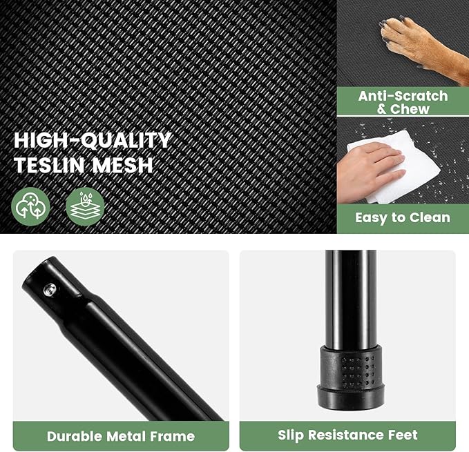 Elevated Dog Bed for Outdoor, XXL Raised Dog Cot Indestructible with Washable Mesh, Cooling Summer Pet Cot Chew Proof for Outside Camping Travel, 59"x36" Black