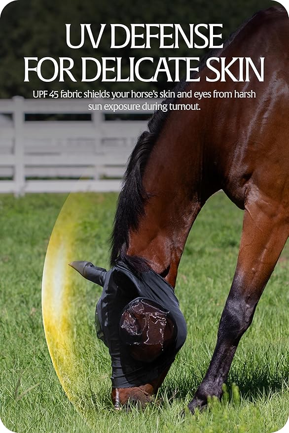 Equinavia Bug Out Fly Mask | Against Flies, Insects, UV Rays - Carbon Grey - Pony