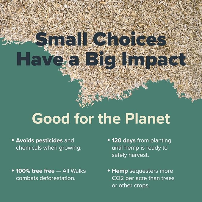 All Walks 70 Liter Hemp Bedding for Chicken Coops, Horses, Ponies, Llama, Emu, Ducks, and Turkeys - 100% Natural, Superior Odor Control, Biodegradable Pet Bedding, Dust-Free - Made in USA
