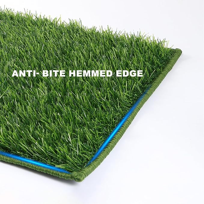 Dog Grass Pad with Tray Medium 31”×21”, Dog Potty with Ultra-Absorbent Artificial Grass for Dogs with Hemmed Edge, Pee Pads for Dogs, Realistic, Odor Free, Litter Box for Balcony