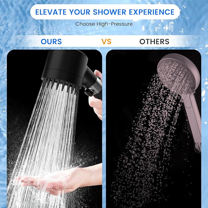 Filtered Shower Head with Handheld, High Pressure 3 Spray Mode Showerhead with 18 Stage Water Softener Filters for Hard Water - Remove Chlorine-BLACK