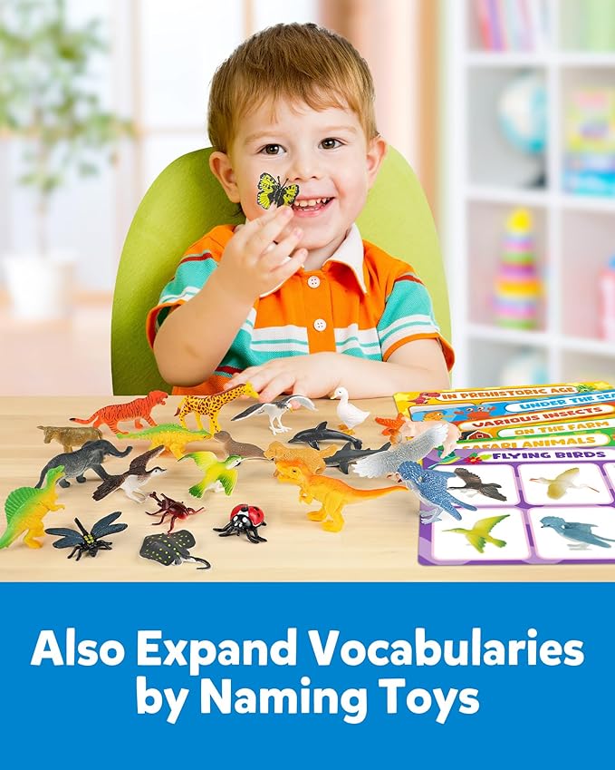 Coogam Sorting Toys for Toddles, Animals Figures Dinosaurs Birds Insects Cognition Matching Game Playset, Fine Motor Learning Activities Educational Toy Gift for 3 4 5 Year Old Kid