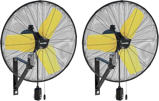 9000 CFM 24" Outdoor Oscillating Wall Fan with 2 Pack, High Velocity 3-Speed Waterproof Professional Outdoor Fan, Heavy Duty Industrial Wall Mount Fans for Commercial, Garage, Warehouse, UL Listed