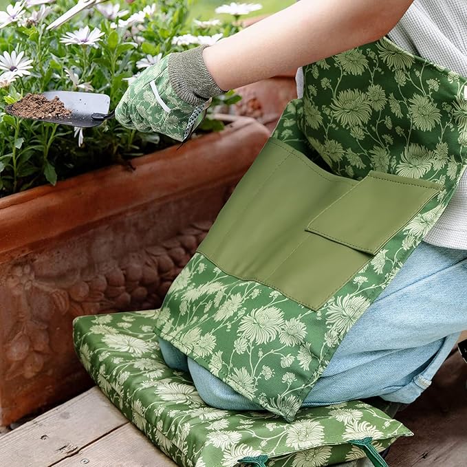 Colwelt Garden Tools Set, 8 Piece, Heavy Duty Gardening Tools with Wooden Handle, Including Garden Tote, Kneeling Pad, Gloves, Pruner, Trowel, Tulip Trowel, Cultivator - Gardening Gifts for Women Men