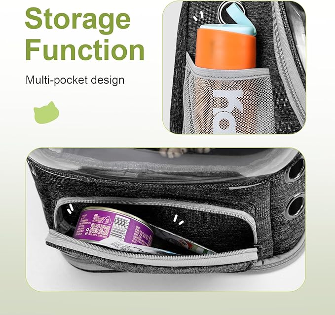 Expandable Cat Backpack,Cat Bubble Backpack Carrier for Carrying Cats, Pets and Small Dogs,Airline-Approved,Designed for Travel, Hiking, Walking,Car （Black