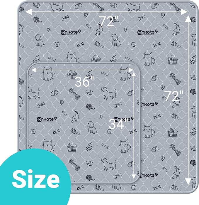 Conkote 72"x72" Washable Pee Pads for Dog Extra Large, Reusable Pee Pads Thick and Heavy Absorbency, Dog Playpen Mat Waterproof Puppy Training Pads for Playpen, Crate, Floor, Bed, Sofa, 1 Pack