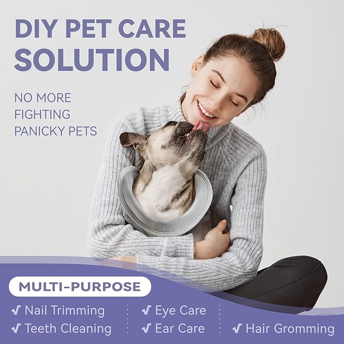 Dog Grooming Hammock Harness for Dogs & Cats with Pet Nail Clipper Trimmer - Cat Hanger Sling for Trimming Clipping Nails- Dog Hammock Restraint Bag for Small Medium Large pet （ Grey M ）