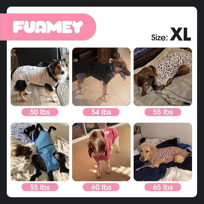 FUAMEY Recovery Suit for Dogs After Surgery,Soft Breathable Dog Bodysuit E-Collar & Cone Alternative Surgical Suit,Male Female Dog Neuter Spay Suits Anti Licking Wounds Onesie Blue Yellow Stripes XL