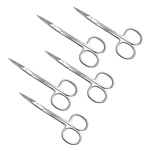 Cynamed Iris Micro Dissecting Precision Lab Scissors, Fine Point Straight - Perfect for Doctors, Nurses, EMS, Students, Education & Training and More (Pack of 5)