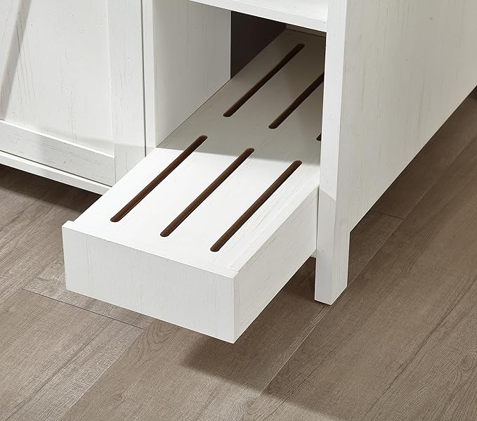 Cat Litter Robot Enclosure,for Placing Litter Robot 3/4,Power Outlet and Dog-Proof Shelf for Litter Robot Cabinet,Litter Collector for Automatic Litter Box Enclosure,Antique White