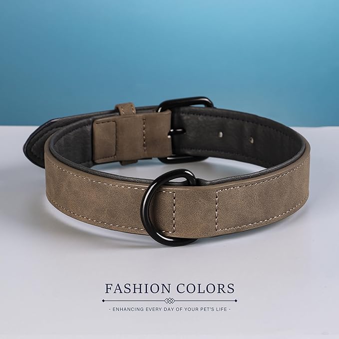 Didog Soft Padded PU Leather Dog Collar, Breathable and Adjustable Dog Collars for Small Dogs, Comfortable for Daily Walk, Brown, M Fit Neck 12-15"(13-22 lbs)