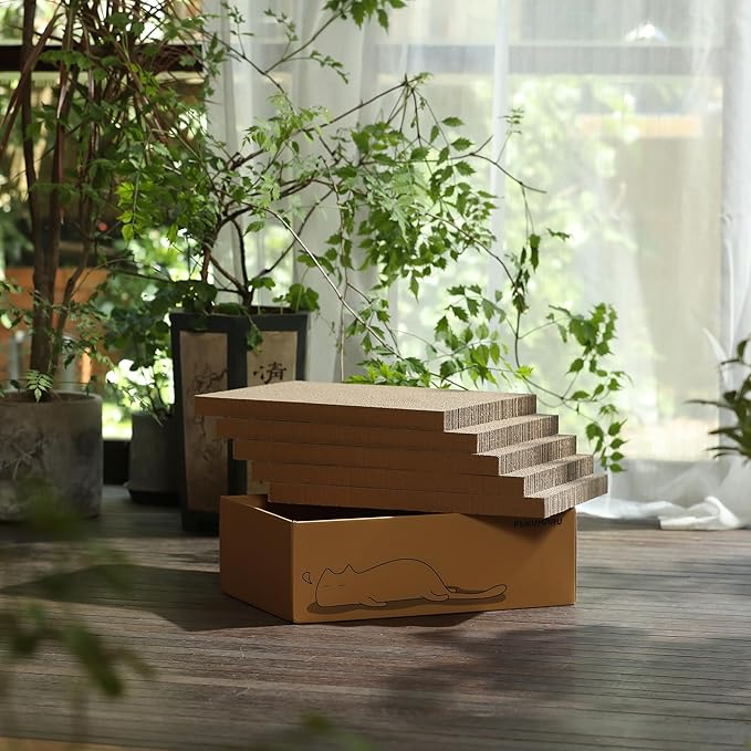 FUKUMARU 5 PCS Cat Scratching Boards, 11.4 Inch Width Ex-Large Cat Scratcher Box, Reversible Cardboard Scratchers for Indoor Cats, Cat Scratch Box for Large, Medium and Small Cats, Protect Furniture