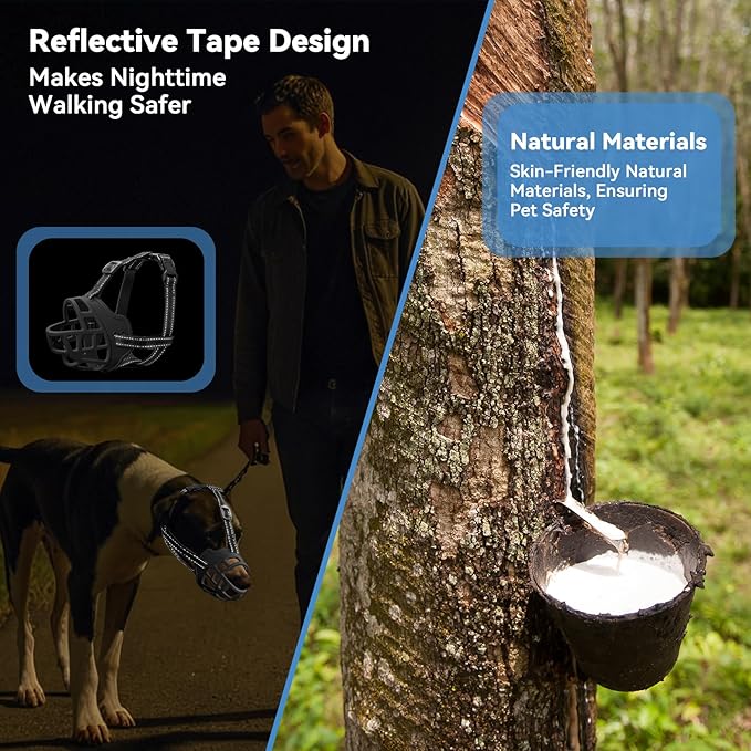 Dog Muzzle for Large Dogs, Breathable Basket Muzzles for Small, Medium and X-Large Aggressive Dog, Allows Panting Drinking, Suitable for Grooming Trimming Training (Black, 5)