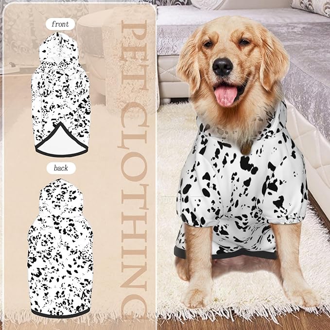 Dalmatian Hoodie, Cute Halloween Cosplay Winter Costume With Pocket, Dalmatians Print Clothes for Medium Large Dogs