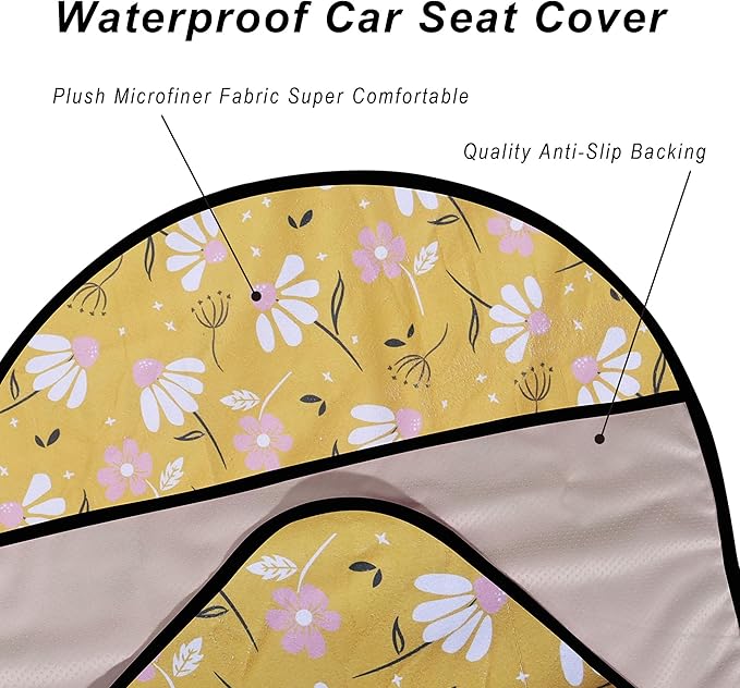 Car Seat Cover Protector Front Seats,for Gym Workout,Running,Swimming,Beach and Hiking,Waterproof Sweat Towel Bucket Seat Covers for Cars SUV Trucks (Chamomile and Yellow, 2Pcs)