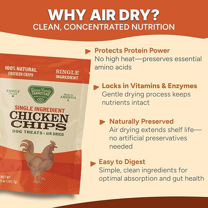 Gaines Family Farmstead Chicken Chips for Dogs – 6 oz Natural, High-Protein Dog Treats, Rawhide-Free Chews, Single Ingredient, Grain-Free, Made in USA