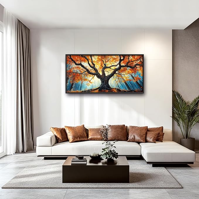 Extra Large Tree of Life Framed Wall Art for Living Room,Fall Autumn Forest Sunrise Landscape Pictures Wall Decor,Nature Canvas Print Painting Modern Artwork Bedroom Office Bathroom 60L" x 30W"
