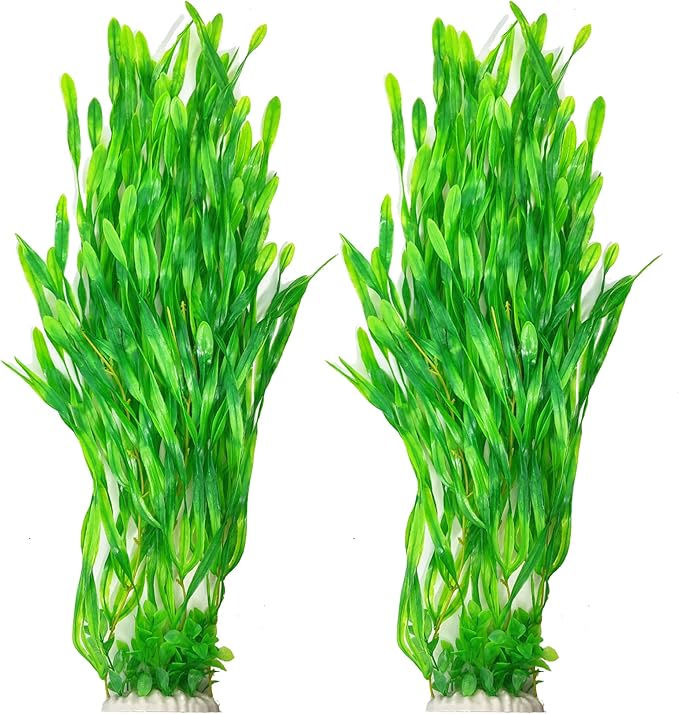 25.98 Inch Tall Aquarium Plants – Large Lifelike Artificial Fish Tank Decorations, 2 Pcs Fish Tank Plants Plastic，Durable & Safe for Freshwater/Saltwater Aquariums (Green (Style B))