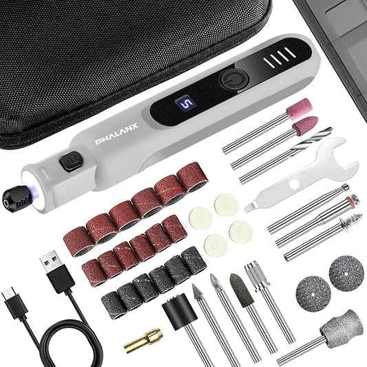 Dog Nail Grinder - Rechargeable Pet Nail Grinder, Electric Upgraded 5 Speed w LED Lights Cordless Dog Nail Trimmer Kit, 40 Accessories Pet Dog Claw Care Kit for Dogs Cats and Small Medium Animals Grey