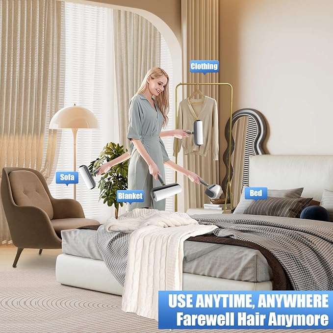 COBETE 6 Rollers Total 600 Sheets Extra Sticky Lint Roller Refills, for 6.3" Dog and Cat Lint Remover for Clothes, Couch, Furniture