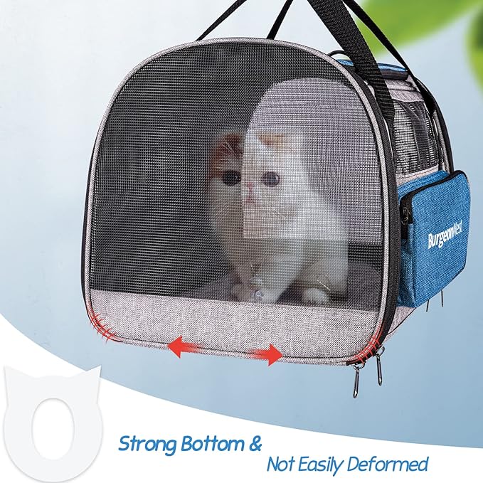 BurgeonNest Cat Carrier for Large Cats 20 lbs, Soft-Sided Pet Carrier for Small Dogs Medium Puppy Under 25 lbs, Puppy Travel Bag with Big Storage Bag, 4 Ventilated Windows, 3 Doors
