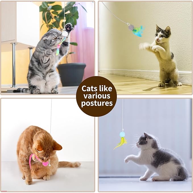 5 Pack Cat Toy Replaceable Feathers for Interactive Cat Toys with Remote Control, Cat Feather Toys Attachments for Indoor Cats Exercise and Play (Not Include Cat Toy, Only Accessories)
