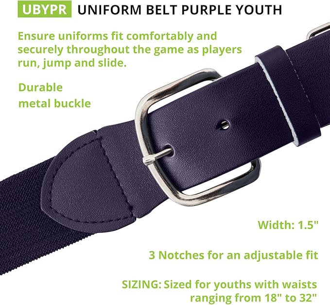 Champion Sports Baseball/Softball Uniform Belt, Comfort Stretch Fit Durable Syntex Tab - Youth & Adult Sizes, Multiple Colors