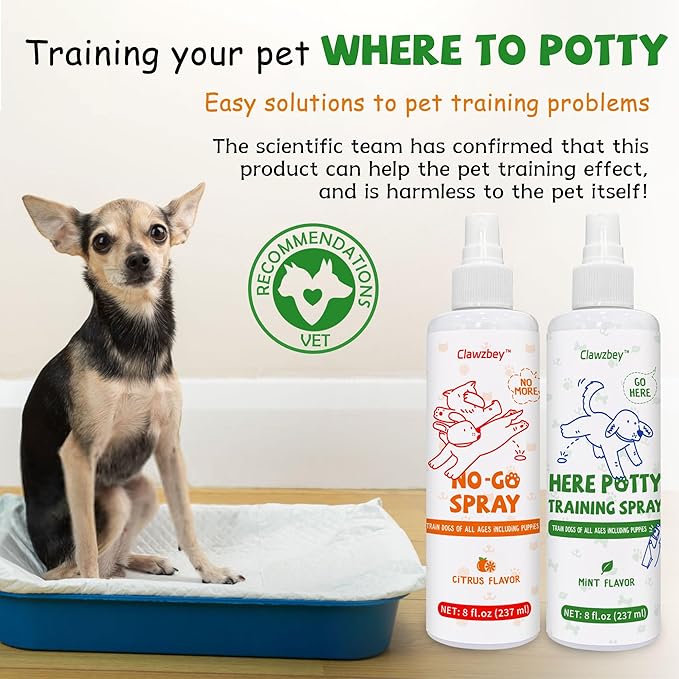 Dog Potty Spray Set, No-Go Spray & Potty Training Spray, Puppy Essentials, Stops Urination & Marking, Indoor and Outdoor Use (8 fl oz) Large Capacity, More Suitable for Multi-Dog Households