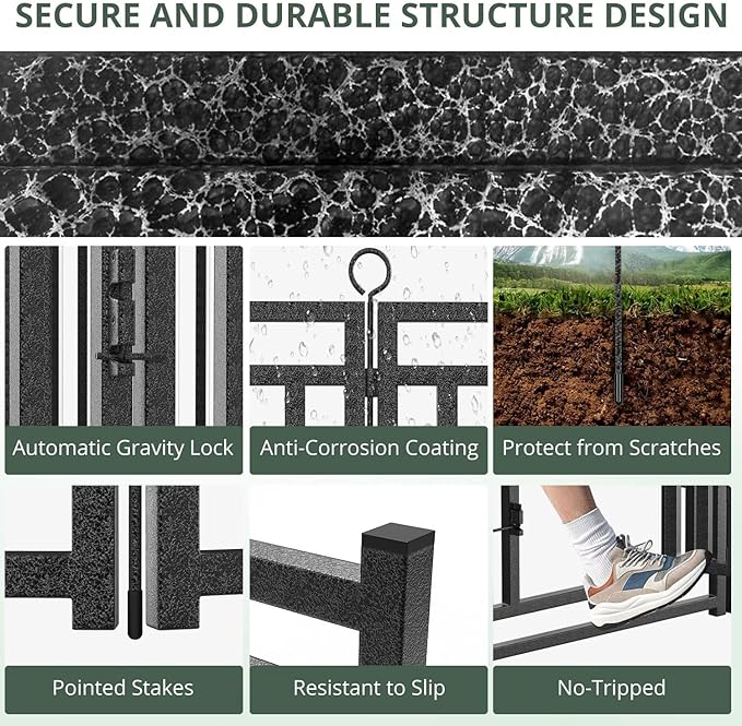 Dog Fence Outdoor Indoor, 32" Inch Height 48 Panels Dog Playpen for Large/Medium/Small Dogs Metal Dog Pen for Yard Camping and RV | Black-Silver