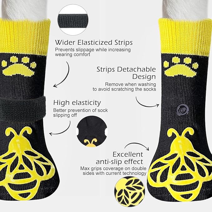 EXPAWLORER Anti Slip Dog Socks to Prevent Licking Paws, Dog Shoes for Hot Pavement, Dog Booties for Small Medium Large Senior Dogs, Traction Control Boots & Paw Protectors for Hardwood Floors