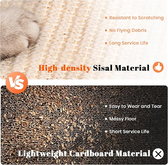 Cat Scratcher, Cat Cratch Sisal Pad with Wooden Roller Ball Toy, Cat Scratchers Interactive Toys for Indoor Cats, Satisfies Kitten’s Scratching, Chasing and Hunting