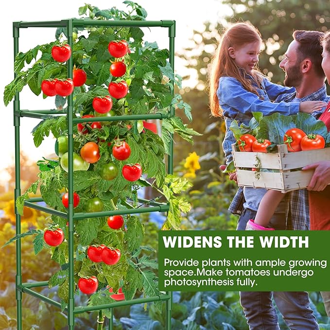 6 Pack Tomato Cages, 41.7" H Square Tomato Plant Stakes Support Cages Trellis for Garden Climbing Vegetables Flowers Fruits,Extra Bold