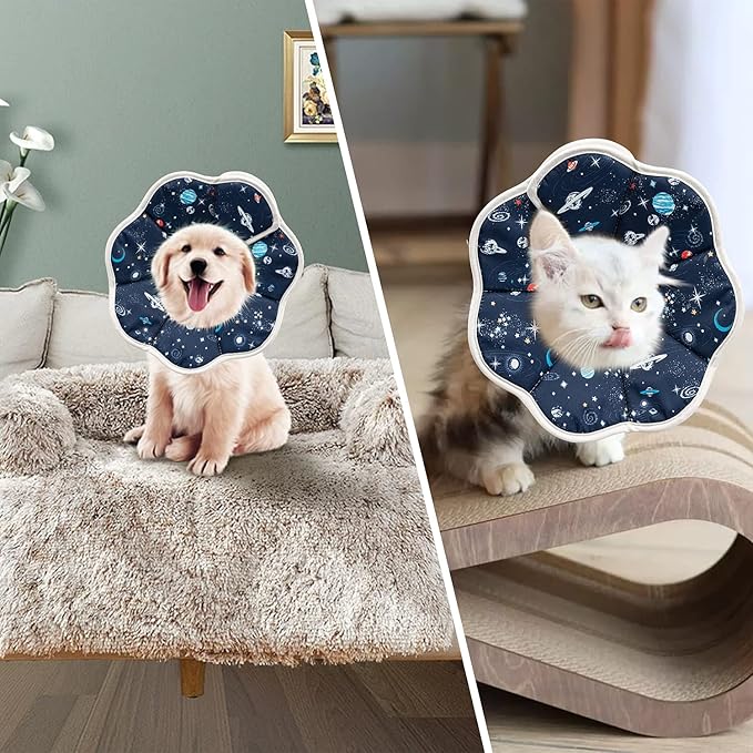 Depets Cat Cone Collar Soft, Adjustable Lightweight Cat Recovery E Collar to Stop Licking for Kitten Puppies Rabbits, Waterproof Pet Cone for Small Animal After Surgery Grooming, Neck Girth 7 in