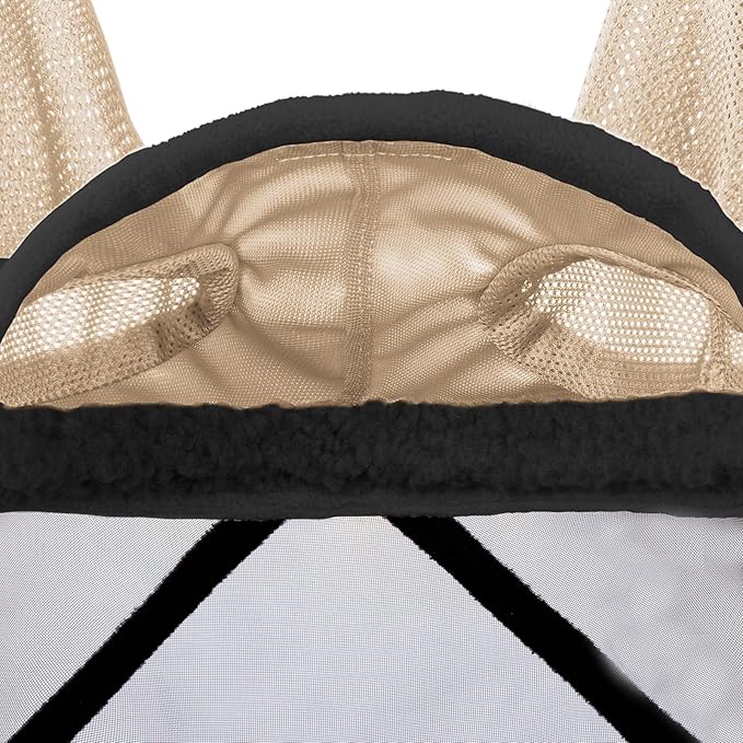 Harrison Howard Pro Luminous Horse Fly Mask Large Eye Space Standard with Ears UV Protection for Horse Light Champagne Medium Cob