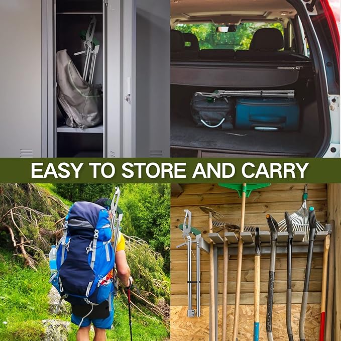 78“ Snake Tongs Collapsible Grabber, Professional Reptile Snake Catcher Wide Jaw Handling Tool, Stainless Steel Snake Hook