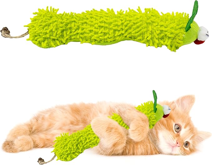 1 Pack Catnip Toys, Soft Cat Pillows Toys, Kitten Caterpillar Catnip Toys,Indoor Interactive Cat Kicker Toys for All Age Cat
