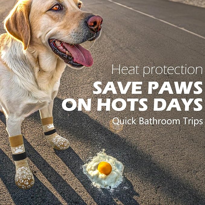 EXPAWLORER Anti Slip Dog Socks to Prevent Licking Paws, Dog Shoes for Hot Pavement, Dog Booties for Small Medium Large Senior Dogs, Traction Control Boots & Paw Protectors for Hardwood Floors