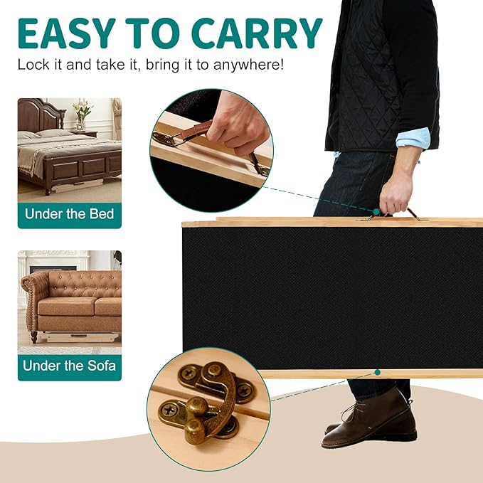 Dog Ramp for Bed, Adjustable Pet Ramps for Dog to Get on Bed, Non-Slip Rubber Surface - Folding Wooden Dog Ramp for Small/Large/Old Dogs, Adjustable up to 27.5 inch High Beds, Safety Railings