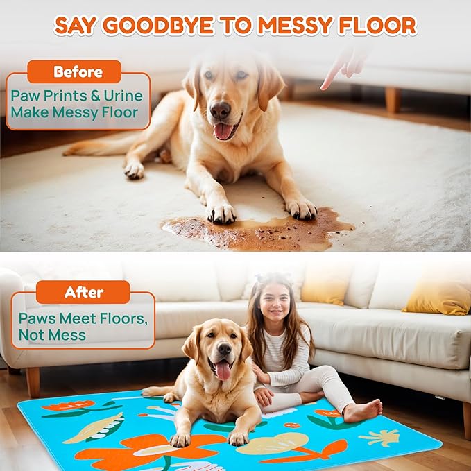 BurgeonNest Washable Pee Pads for Dogs, 2 Pack 36''x48'' Super Absorbent, Leakproof & Non-Slip Reusable Potty Pads for Puppy Playpen, Crate, Whelping Box, Potty Training, Blue