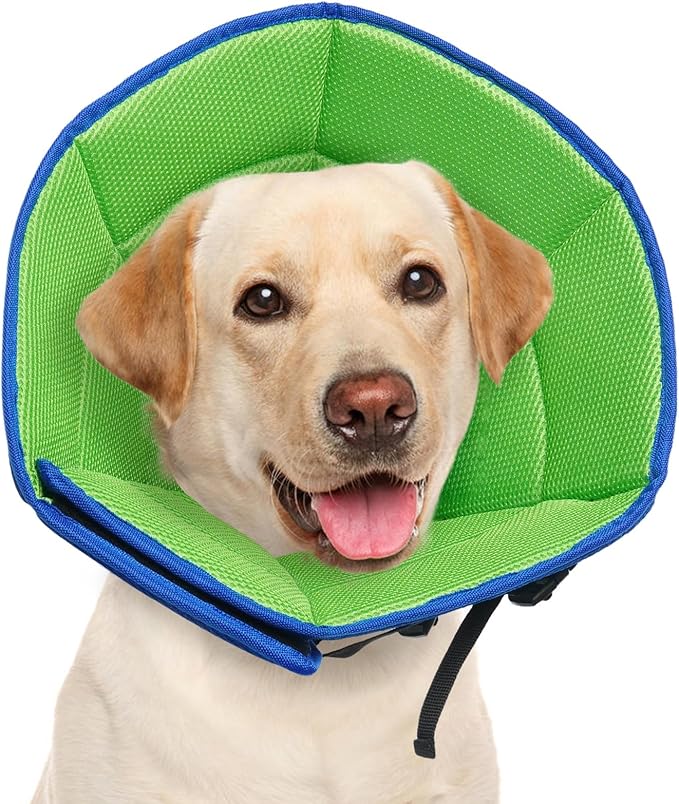 Dog Cone Collar L, Soft Cones for Large Medium Small Dogs,Adjustable Dog Cone Alternative to Stop Licking, Comfy Elizabethan Collar for After Surgery Wound Healing & Hot Spots Blue