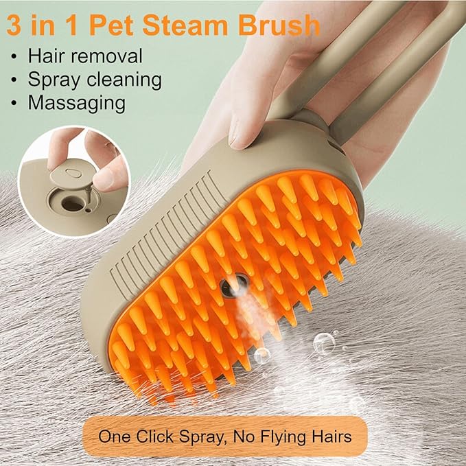 Cat Water Brush for Shedding,Water Comb for Dogs, Water Heat Grooming,3 in 1 Pet Comb For Dog Massaging,Hair Self Cleaning and Removal, Pet Hair Brush Steam For Indoor Cats and Dogs