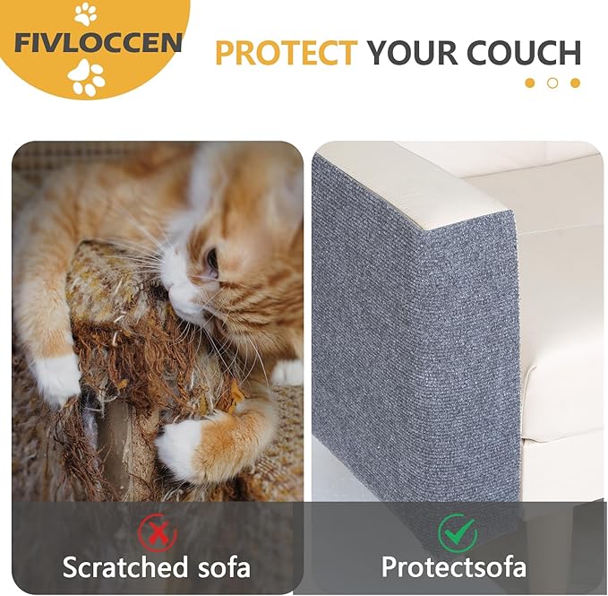 78.7"x15.8"Self-Adhesive Climbing Cat Scratch Protector Pads - Trimmable Furniture Guard for Sofa, Walls & Floors, DIY Cat Tree/Tower/Bed, Replaceable Scratch-Resistant Mats (Light Gray)