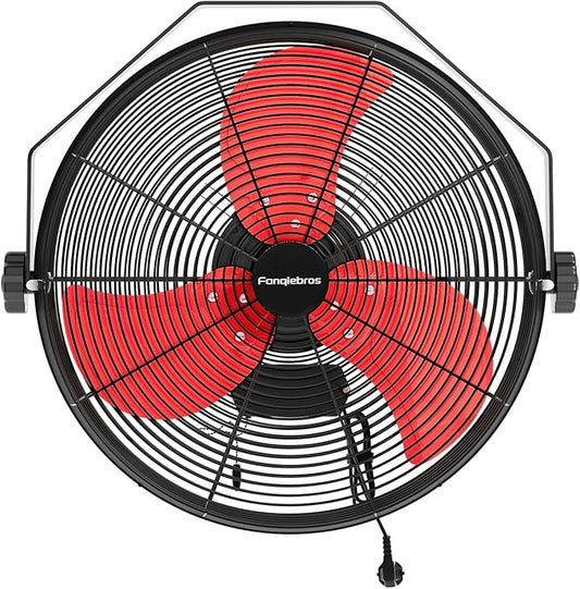 4580 CFM 18 inch High Velocity Wall Mounted Fan, 3-Speed Metal Fan with Sealed Motor, 360 Degree Tliting Heavy Duty Wall Fan for Patio, Barn, Garage, and Gazebo - UL listed