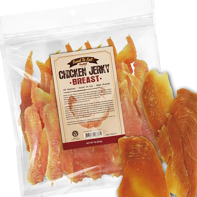Gootoe Chicken Breast Jerky Dog Treats 1 lb, All Natural, Grain-Free, High-Protein, Low Fat, Healthy & Easily Digestible