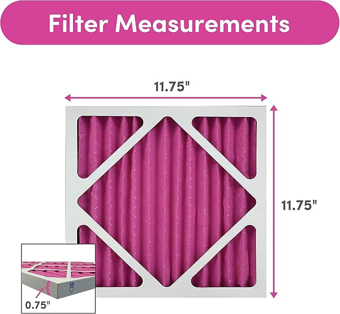 Colorfil 12x12x1 Air Filter (2-Pack) | Made in the USA | Color Changing | Remove Cat and Dog Odor | MERV 8 for Pet Hair Dander and Dust | 11.75"x11.75"x0.75" Exact Size